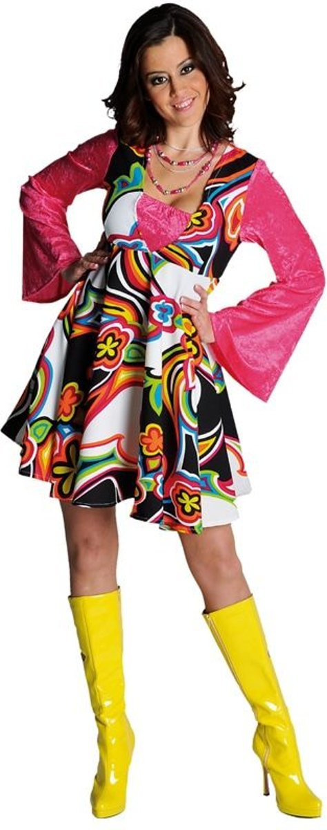 Hippie Kostuum | Jaren 60 Mode Hippie Jackie | Vrouw | Large | Carnaval kostuum | Verkleedkleding